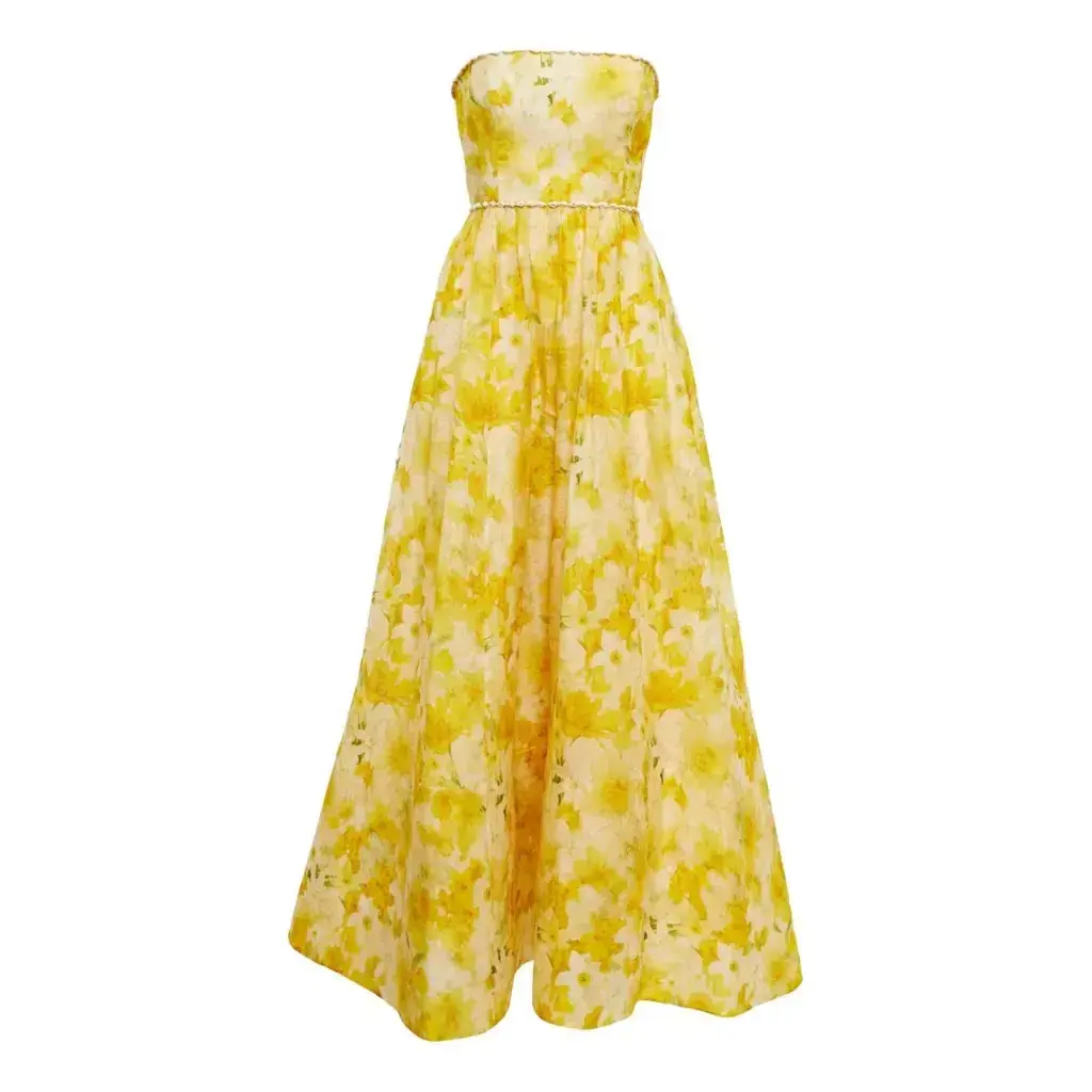Zimmermann Wonderland Shell Embellished Silk Blend Gown Yellow Size 3 / AU 14 - Image 5