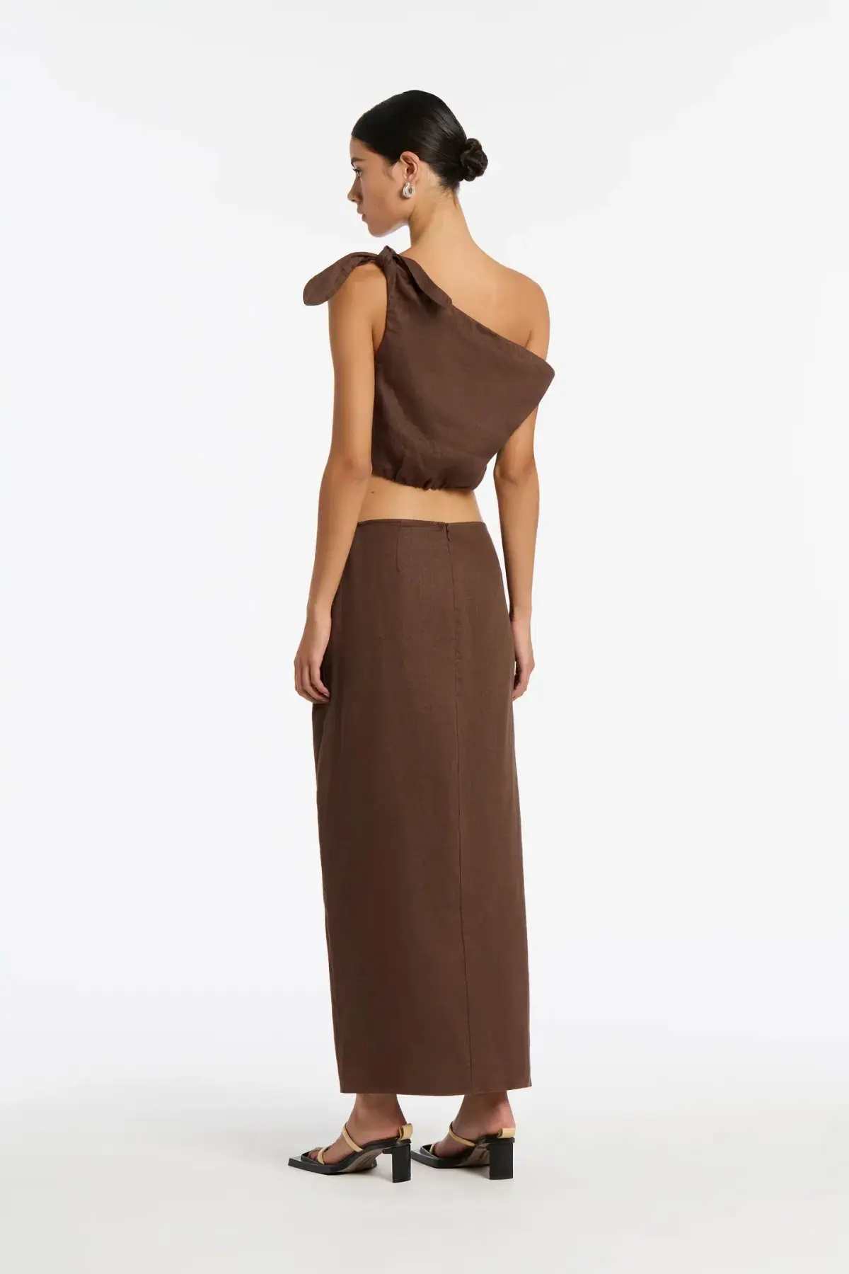 Sir the Label Bettina Tie Crop & Skirt Set in Brown Size 1/AU 8 - Image 2