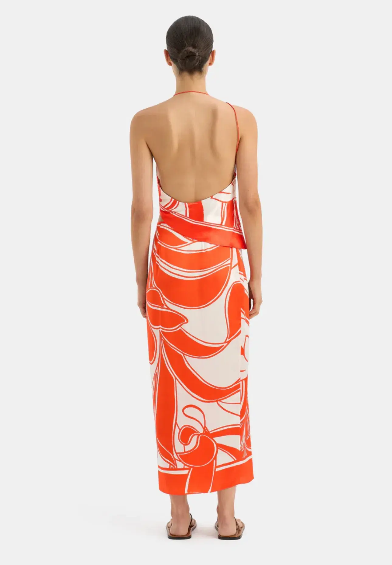 Sir the Label Ramona Asymmetric Top and Wrap Skirt Set Orange Print Size 0P/ AU 6 - Image 2