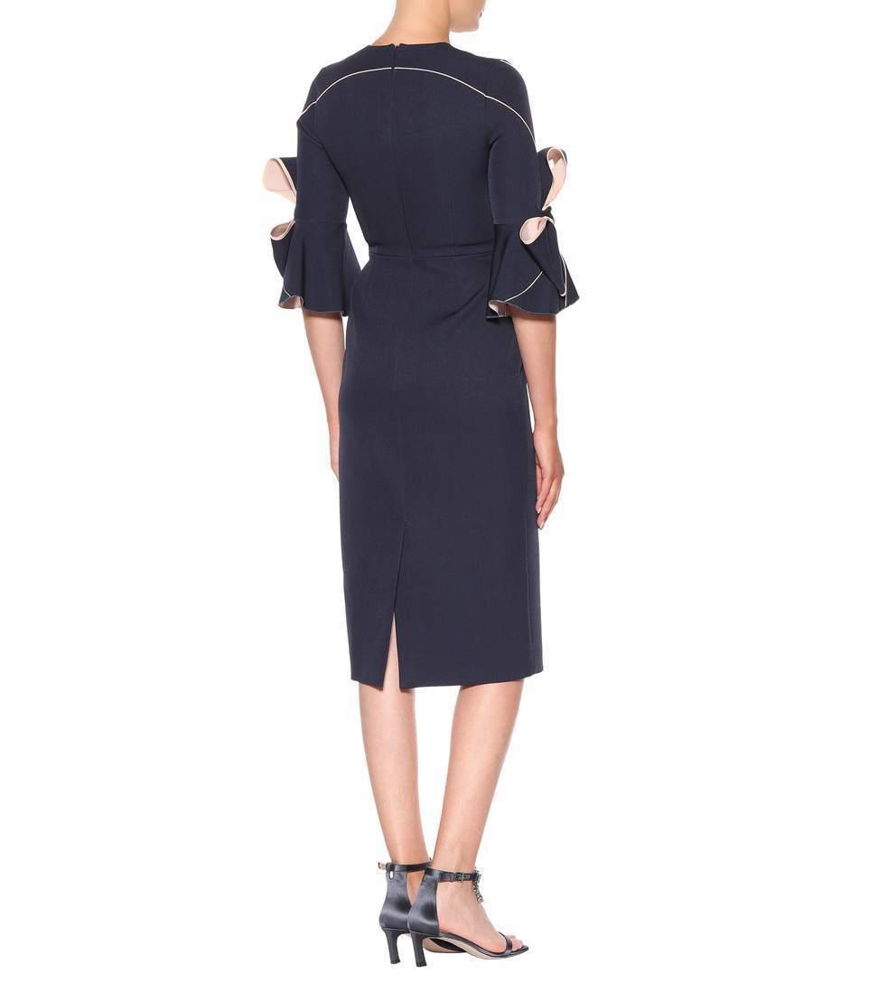 Roksanda Lavete Crepe Bow Midi Dress Navy Size 6 - Image 2