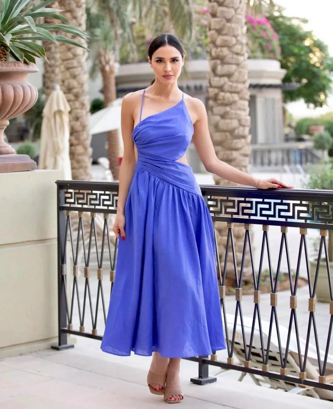 Zimmermann Tropicana Asymmetric Midi Dress Electric Blue Size 0 / AU 8 - Image 1