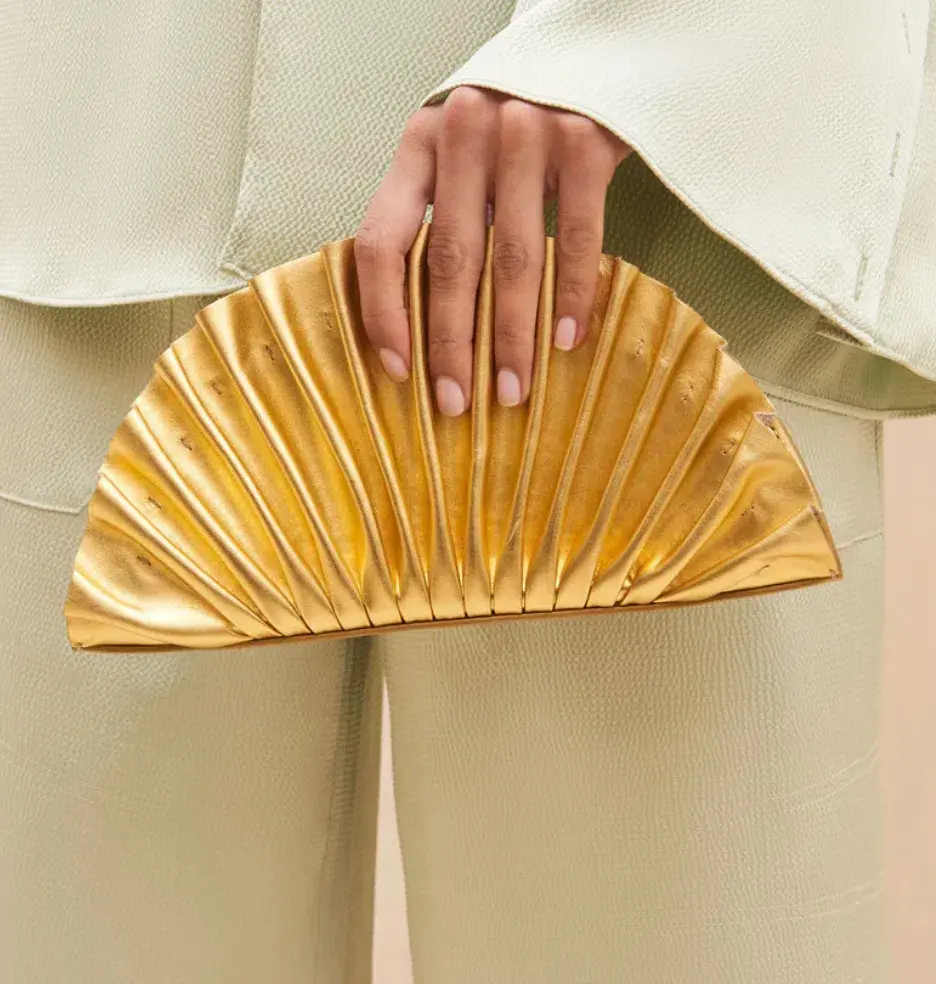 Cult Gaia Nala Mini Clutch in Gold  for rent on The Volte - main image
