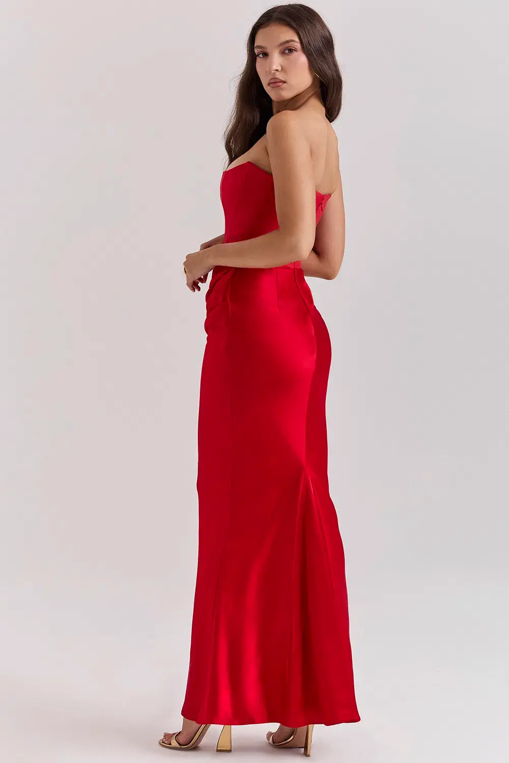 House of CB Persephone Strapless Corset Maxi Dress Red Size 6 - Image 2