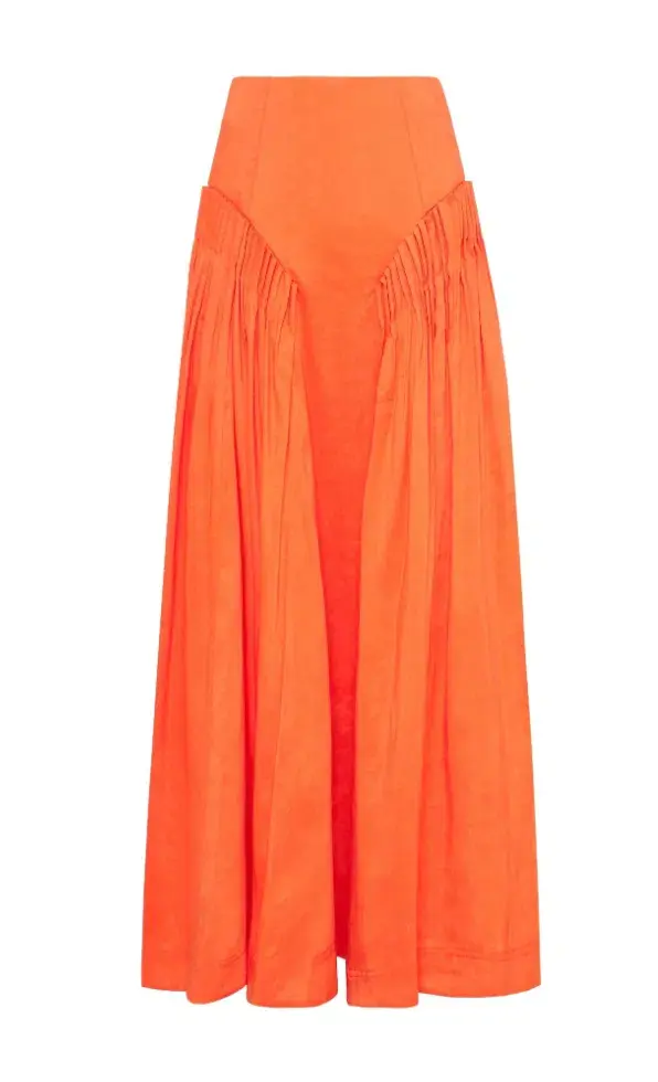 Aje Imagination Frill Sleeve Top Size 14 & Yves Midi Skirt Size 12 Set Orange - Image 5