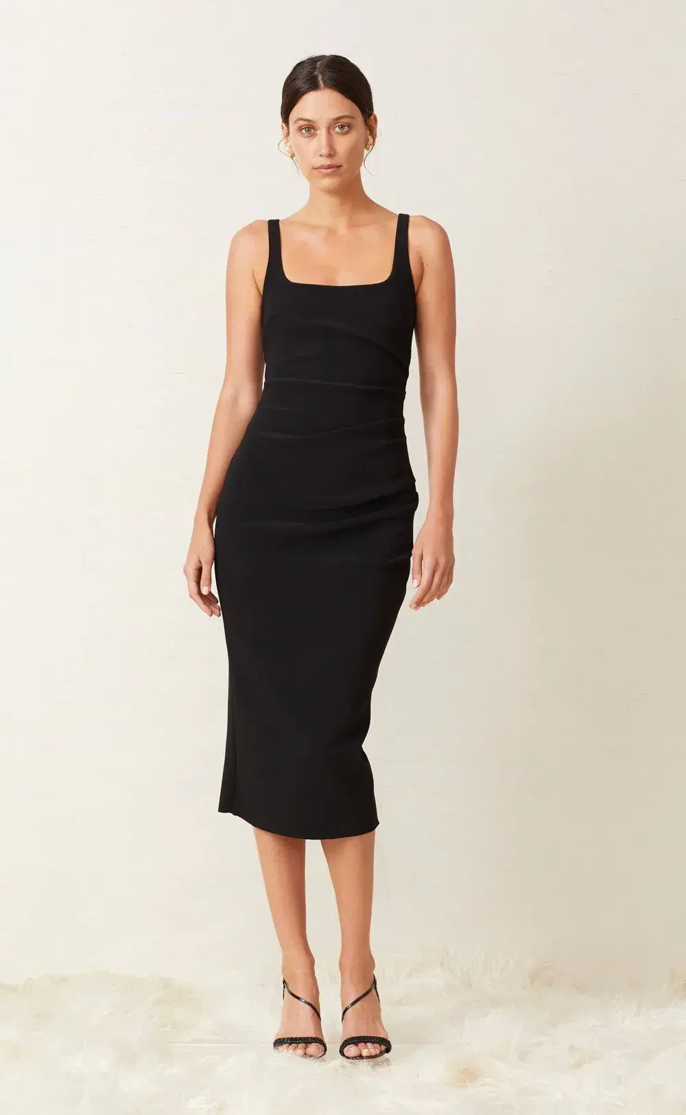 Bec & Bridge Karina Tuck Midi Dress in Black Size XS / AU 6 - Image 3