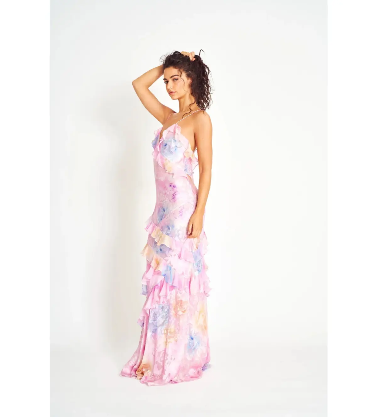 LoveShackFancy Rialto Floral Chiffon Maxi Dress Candy Sparkle Size XS/AU 6 - Image 2