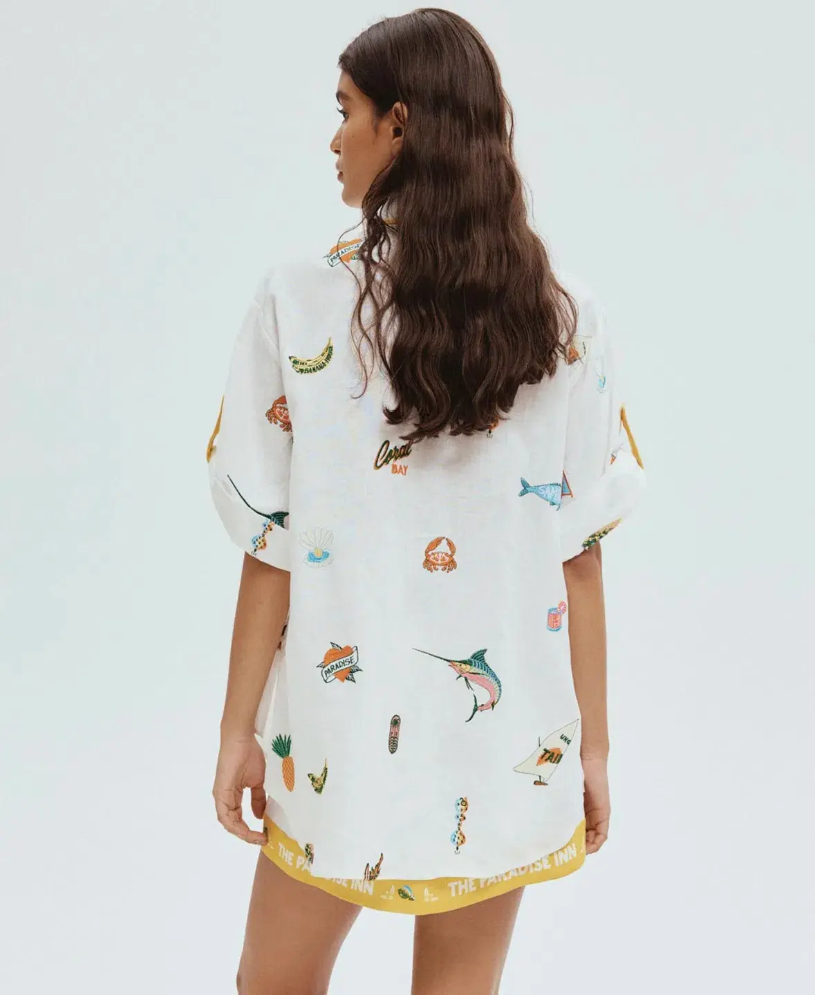 Alemais Blue Marlin Embroidered Shirt AU 14 and Skirt AU 16 in Print - Image 3