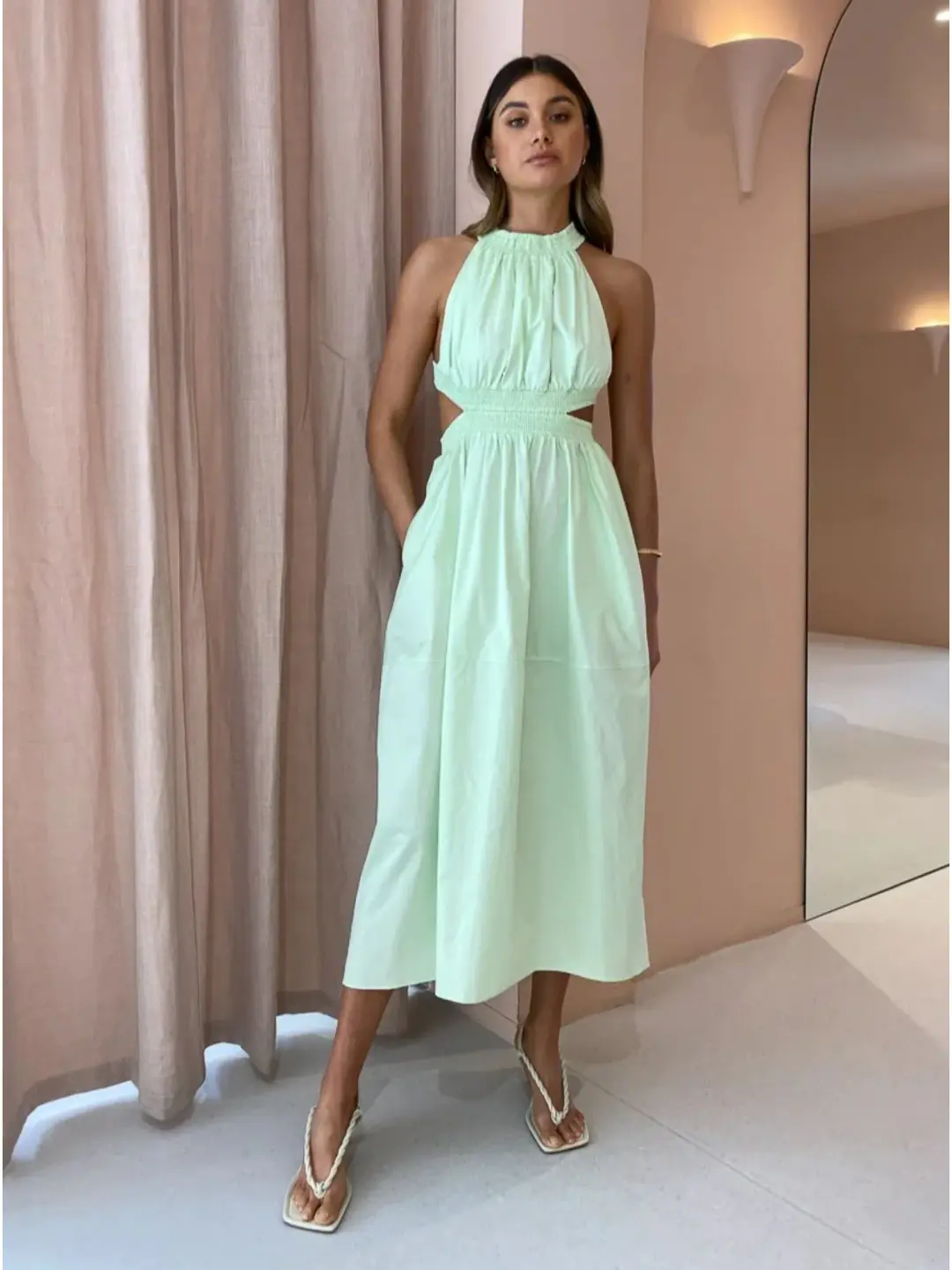 Camilla and Marc Pollina Midi Dress in Sour Apple Size AU 10 for rent on The Volte - main image