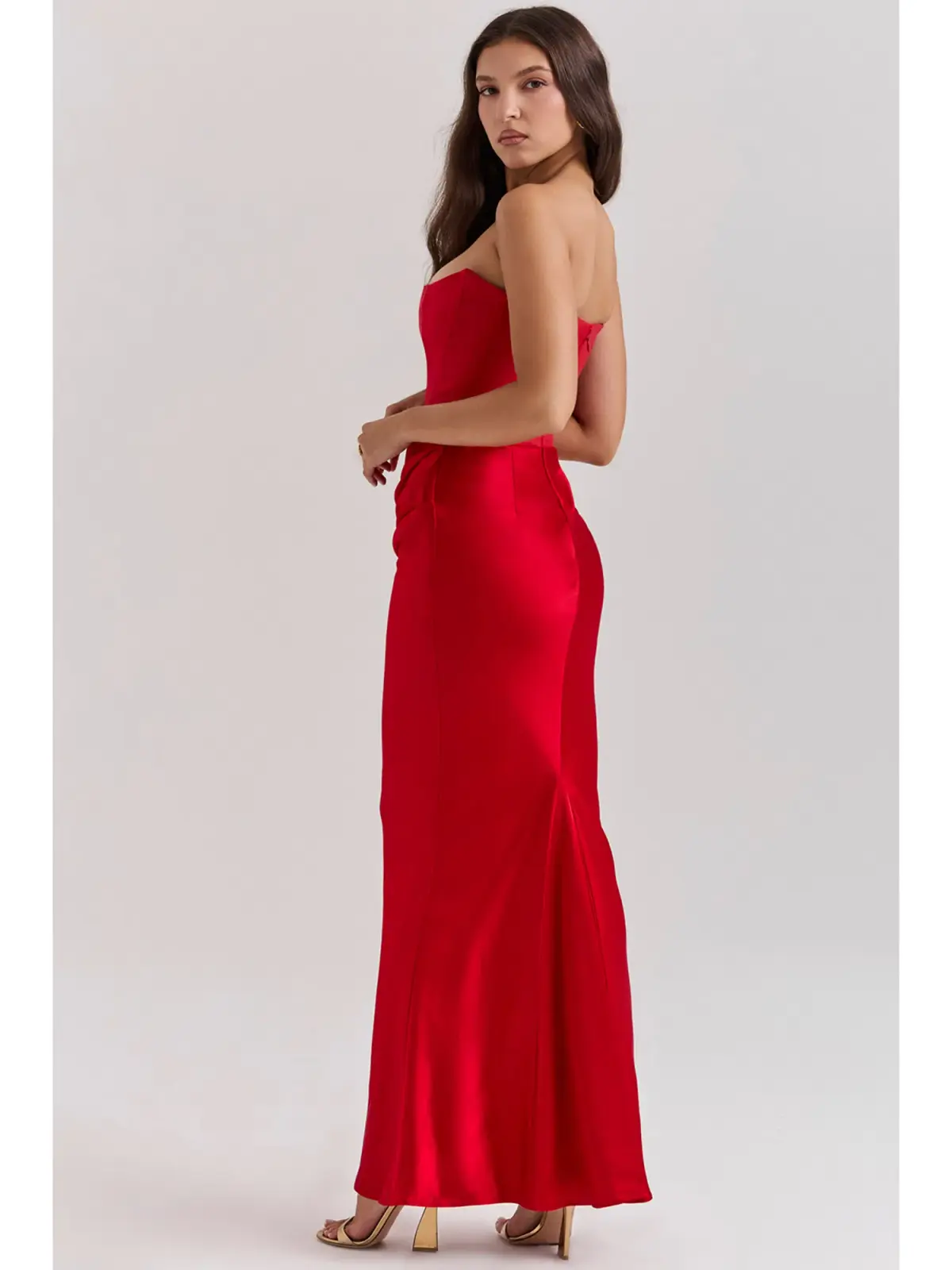 House Of CB Persephone Strapless Corset Maxi Dress Scarlet Size AU 8 - Image 3