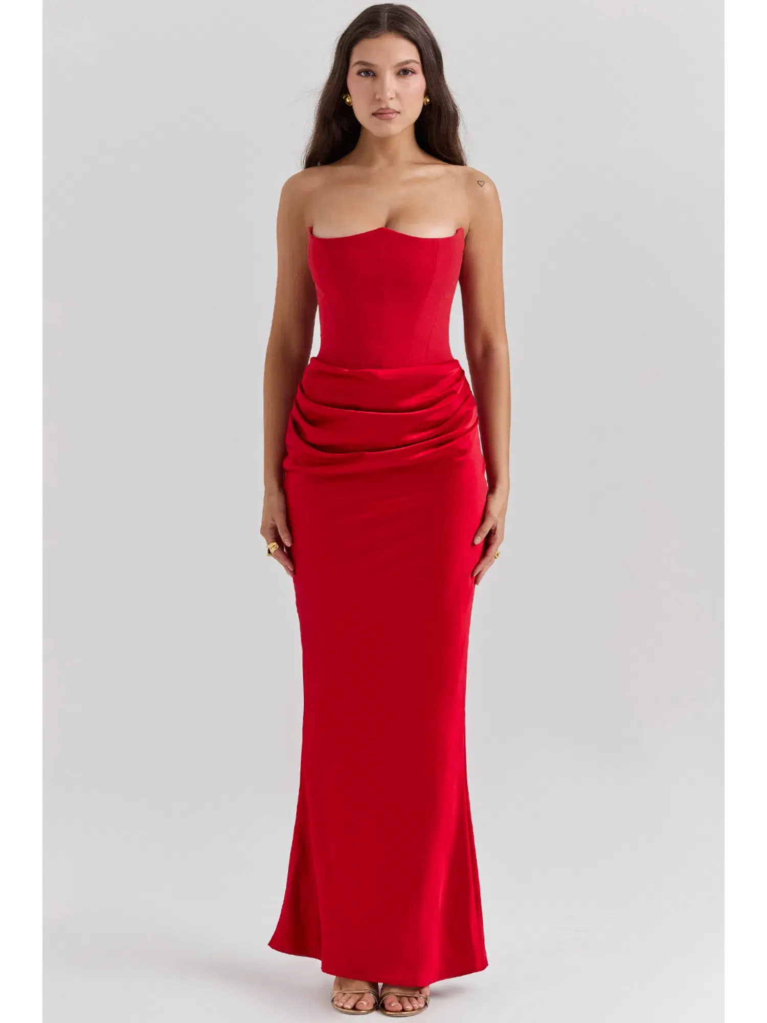 House Of CB Persephone Strapless Corset Maxi Dress Scarlet Size AU 8 - Image 1