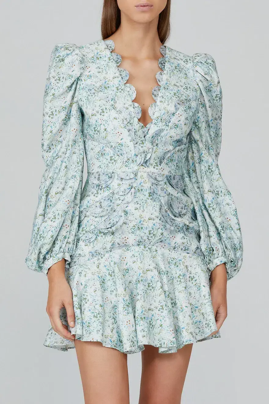 Acler Dixon Mini Dress Blue Fields Size AU 12  - Image 1
