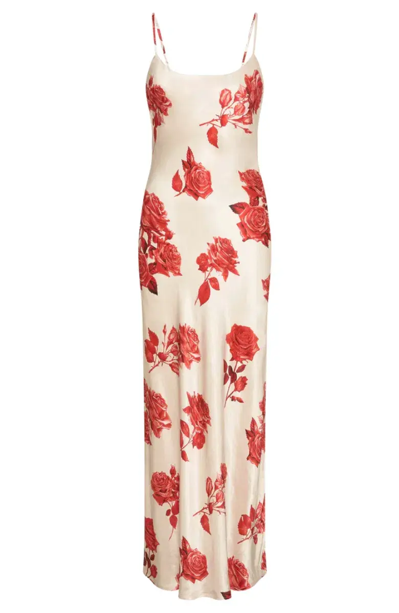 Meshki Rosalie Maxi Dress White & Red Rose Print Size S / AU 8 - Image 7