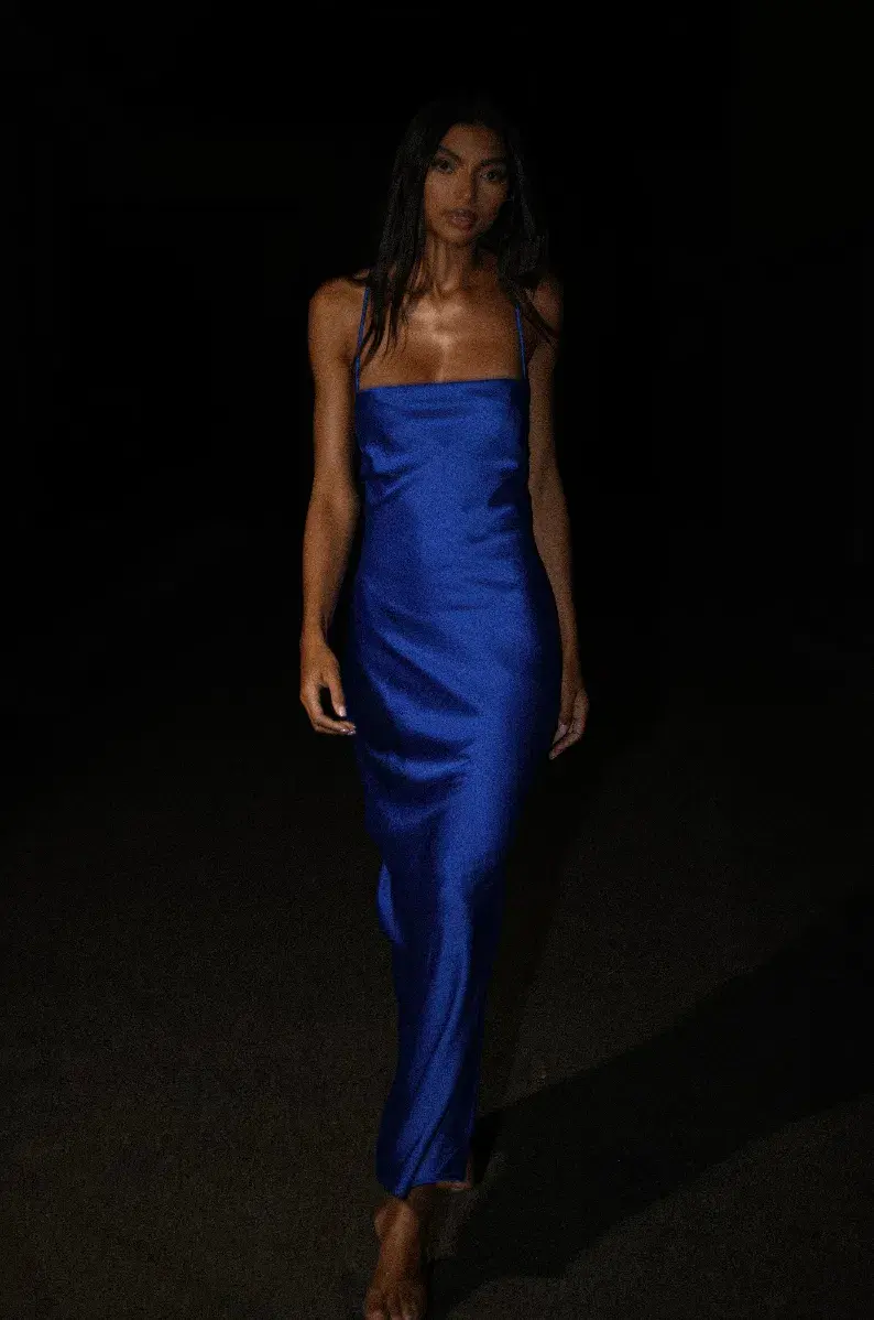 MESHKI Sydney Straight Neck Slip Maxi Dress Cobalt Blue in Size M / AU 10 - Image 5