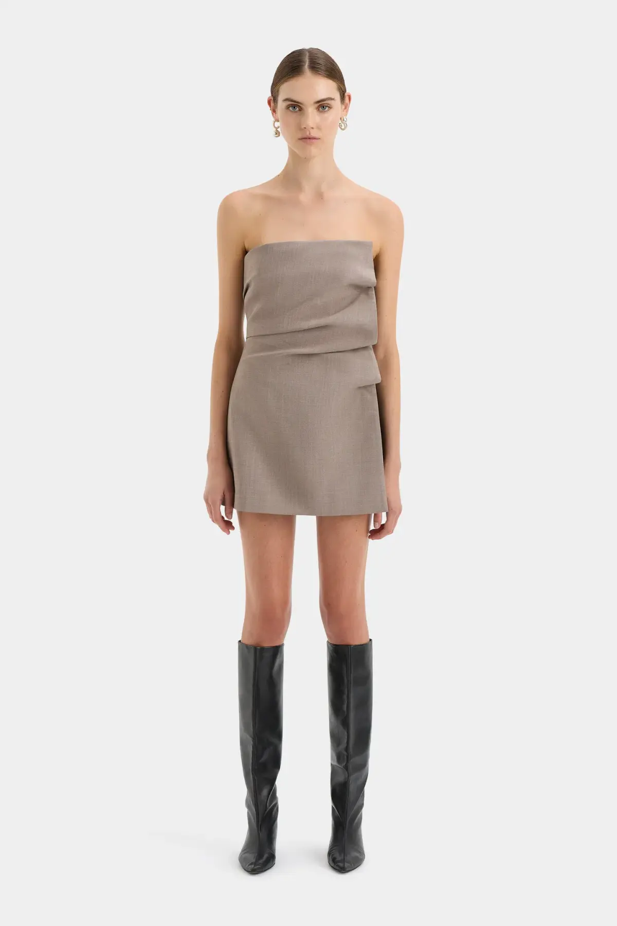 Sir the Label Leonardo Pleated Mini Dress Taupe Size 2 /Au 10  - Image 1