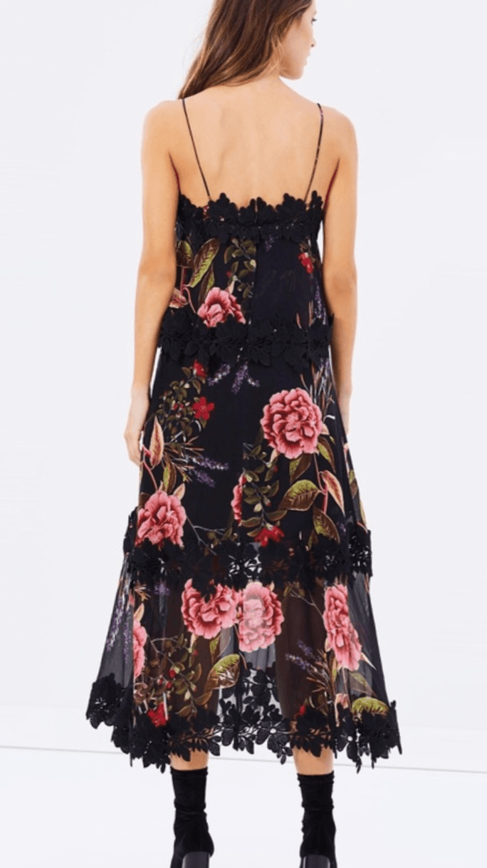 Peony floral overlay dress for rent on The Volte - main image