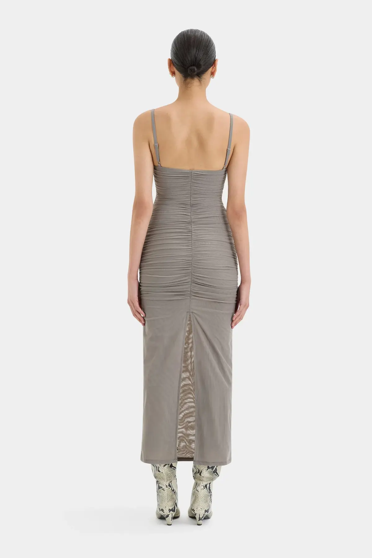 Sir the Label Jaques Gathered Midi Dress Slate Size 1/Au 8 - Image 3