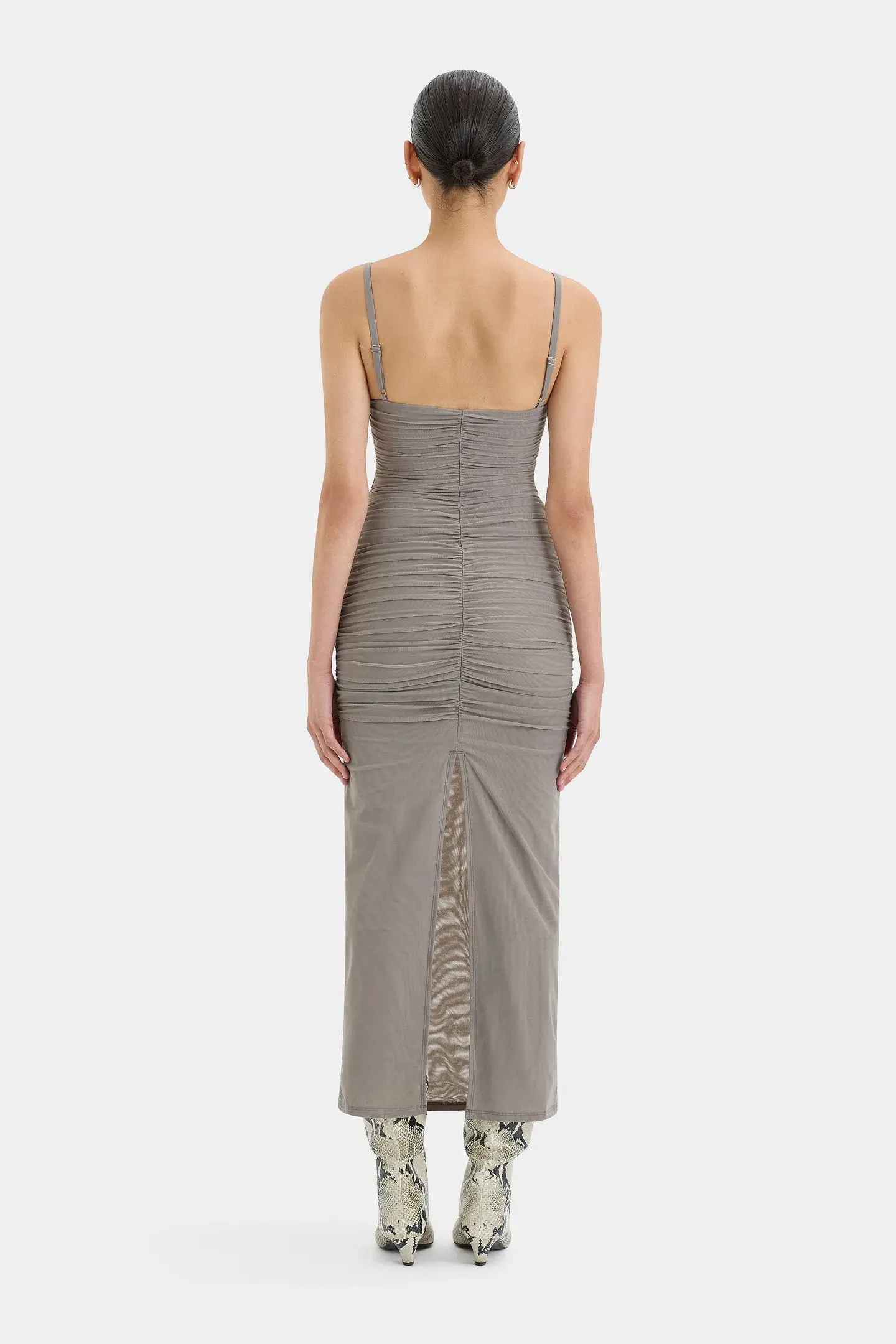 Sir the Label Jaques Gathered Midi Dress Slate Size 1/Au 8 - Image 3