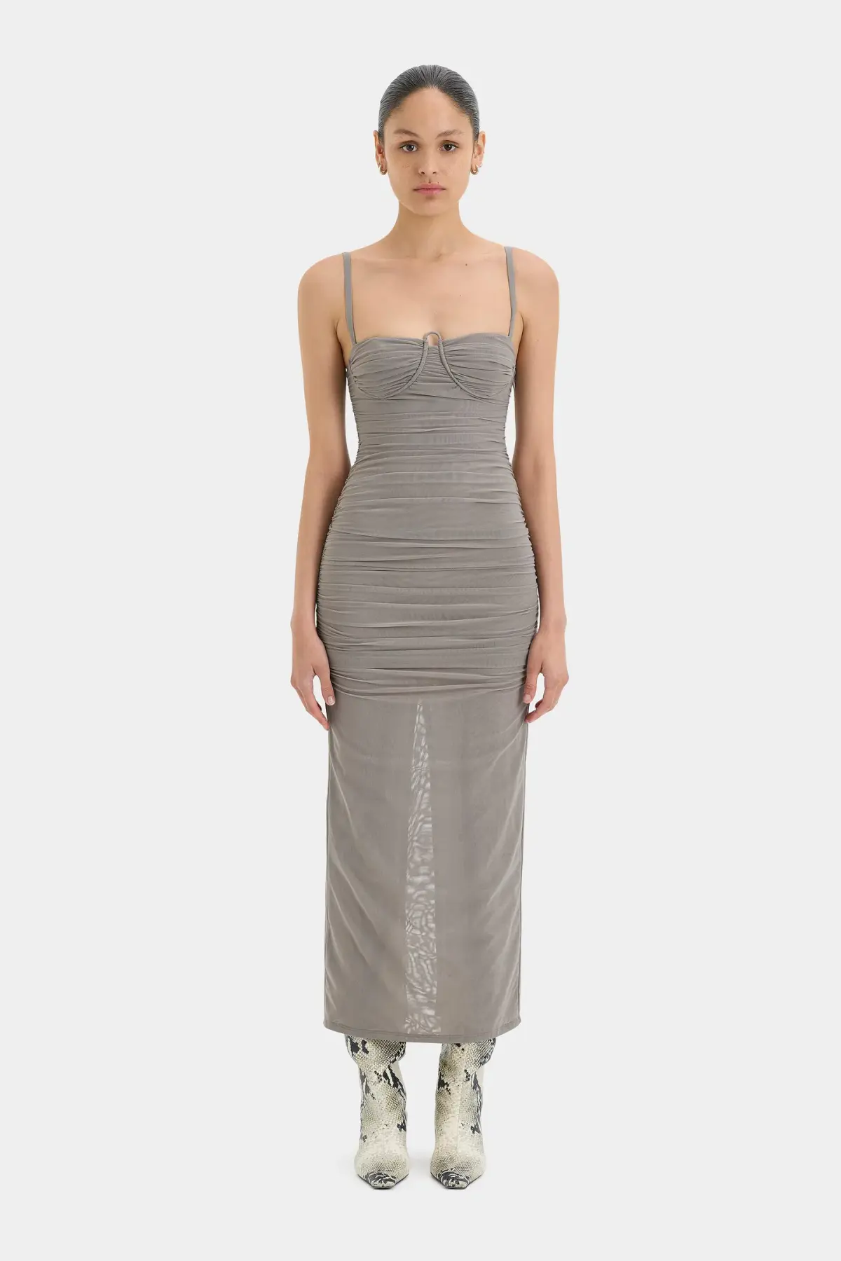 Sir the Label Jaques Gathered Midi Dress Slate Size 1/Au 8 - Image 1