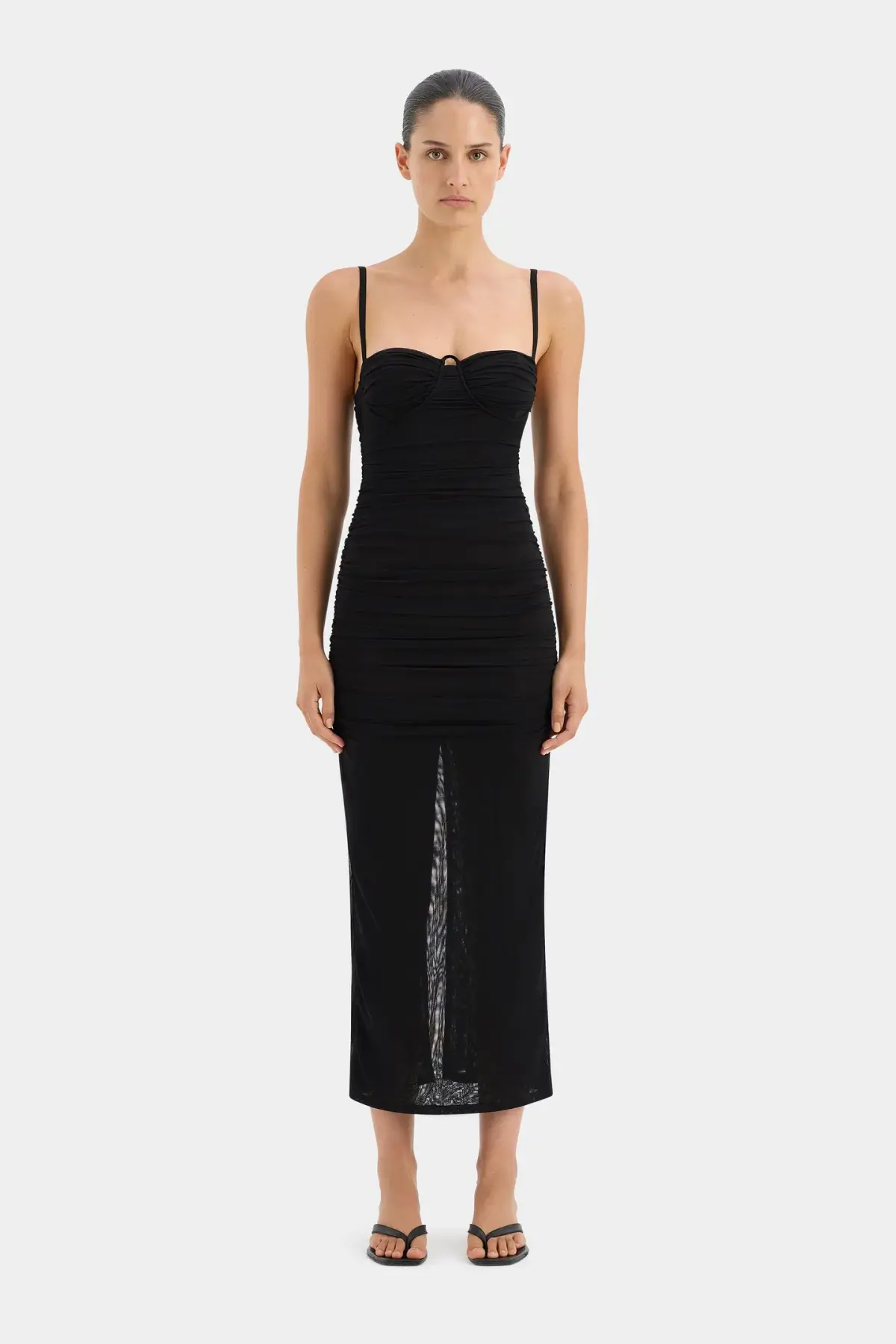 Sir the Label Jaques Gathered Midi Dress Black Size 2/Au 10 - Image 1