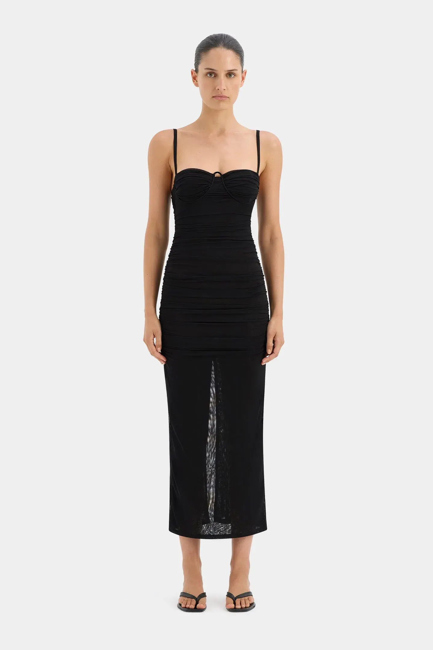 Sir the Label Jaques Gathered Midi Dress Black Size 2/Au 10 - Image 1