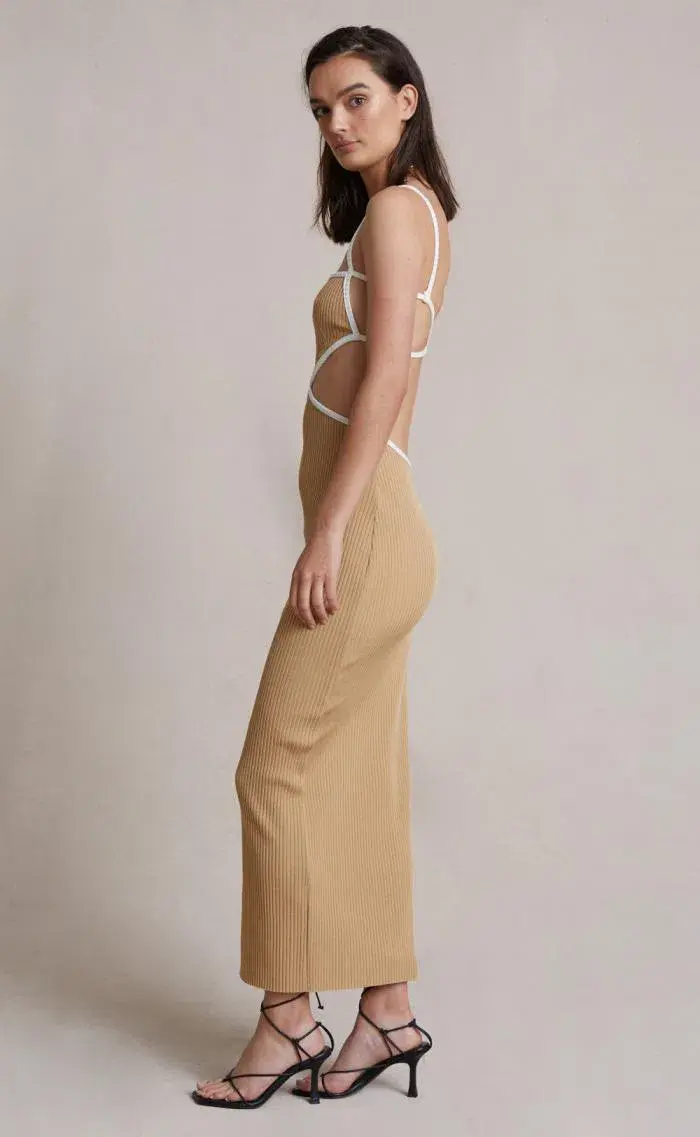 Bec & Bridge Coyote Midi Dress In Camel Size 12 - Image 3