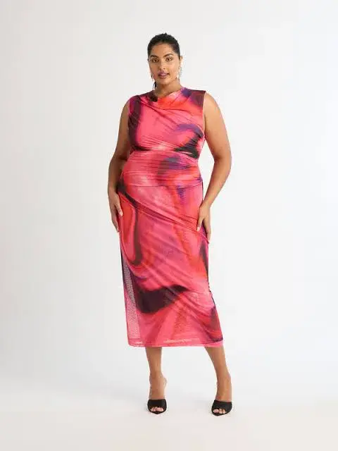 Sheike Tornado Mesh Midi Dress Multi Size 16 - Image 2