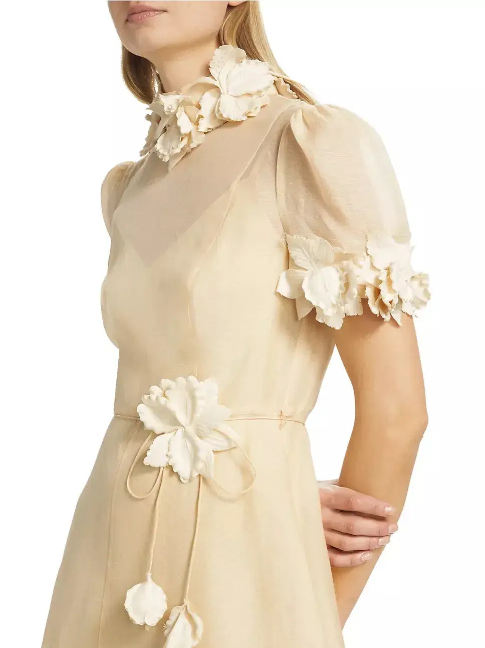 Zimmermann Luminosity Liftoff Flower Midi Dress Cream Size 0P / AU 6 - Image 4