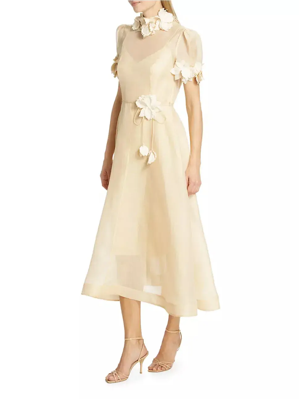Zimmermann Luminosity Liftoff Flower Midi Dress Cream Size 0P / AU 6 - Image 2