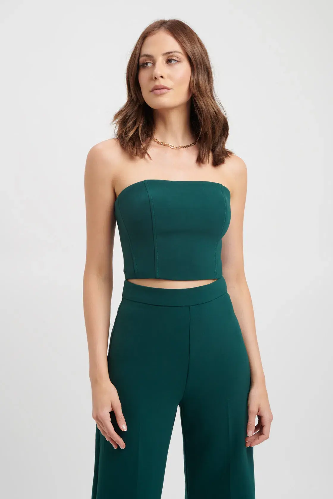 Kookai Delta Blazer Size 10 Paired With Delta Pants Size 8 And Delta Strapless Top Size 10 Set Deep Green  - Image 2