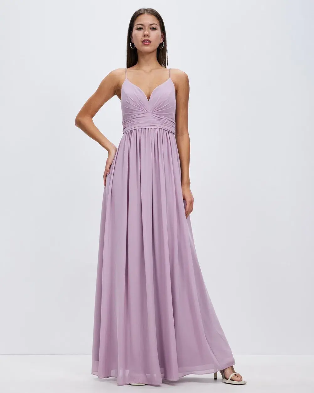 Bariano Deschamps V Neck A Line Gown Lilac Size 8  - Image 1