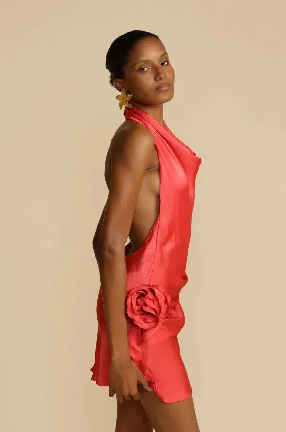 Arcina Ori Rosa Dress Halter Mini Punch Red Size S / AU 8 - Image 4