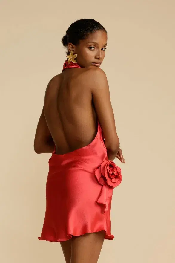 Arcina Ori Rosa Dress Halter Mini Punch Red Size S / AU 8 - Image 5