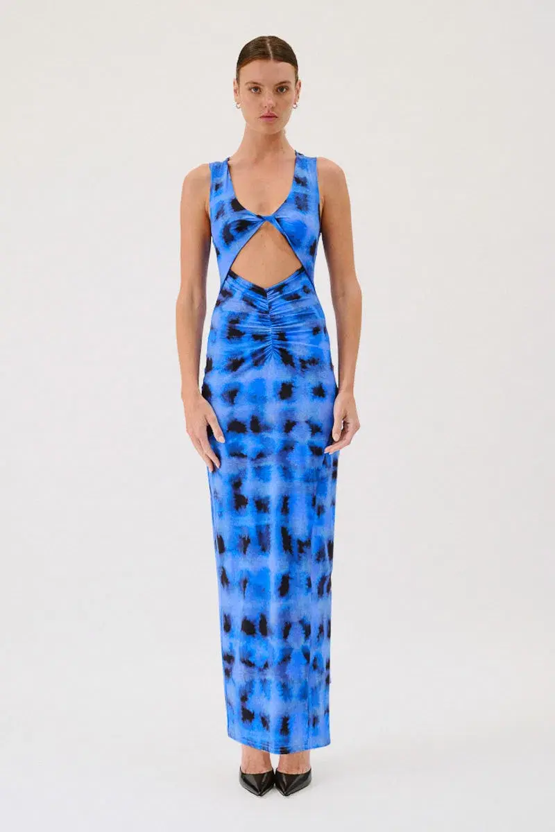Suboo Shibori Sleeveless Reversible Twist Front Maxi Dress Blue Size S / AU 8 - Image 1