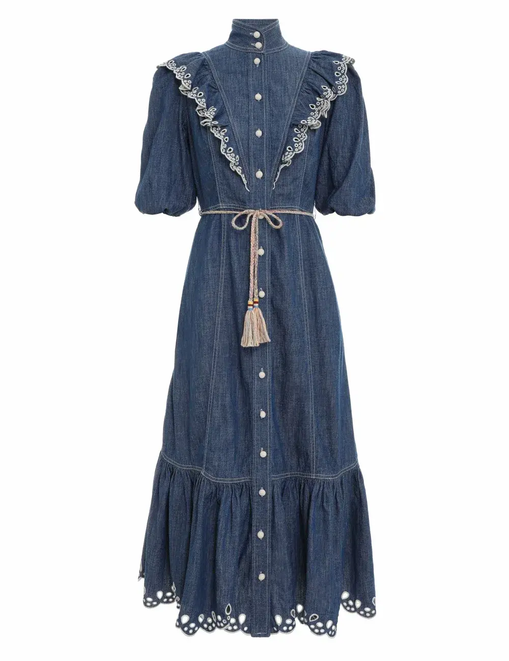 Zimmermann Laurel Scallop Midi Dress Blue Lagoon Size 0P / AU 6 - Image 2