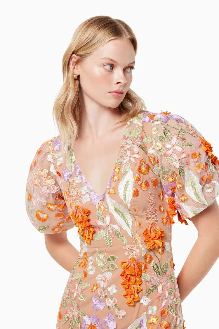 Elliatt Remix 3D Floral Midi Dress Multi Size S / AU 8 - Image 3