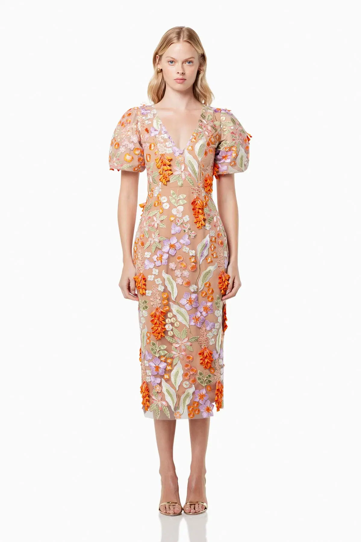 Elliatt Remix 3D Floral Midi Dress Multi Size L / AU 12 - Image 1