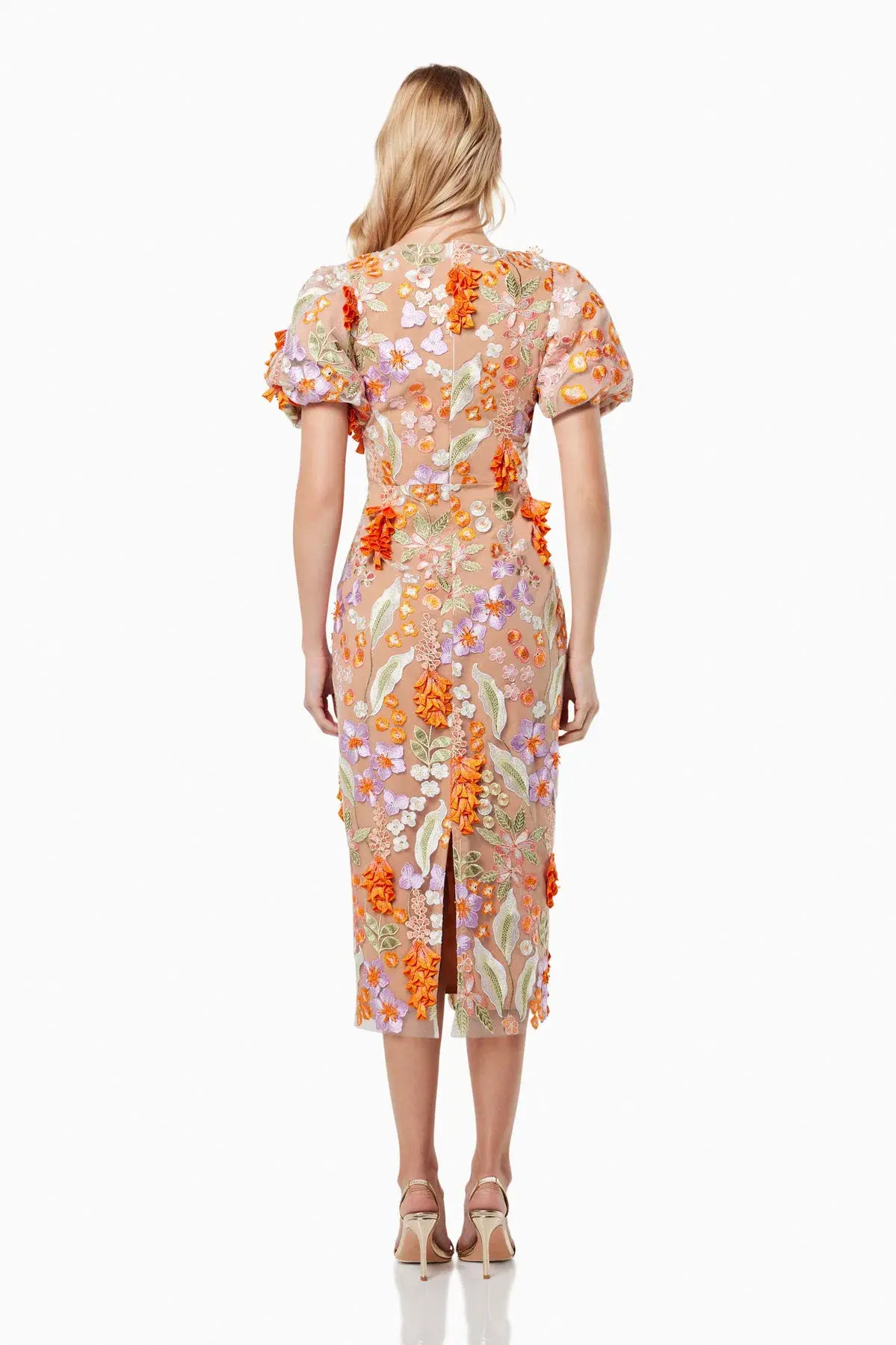 Elliatt Remix 3D Floral Midi Dress Multi Size L / AU 12 - Image 3