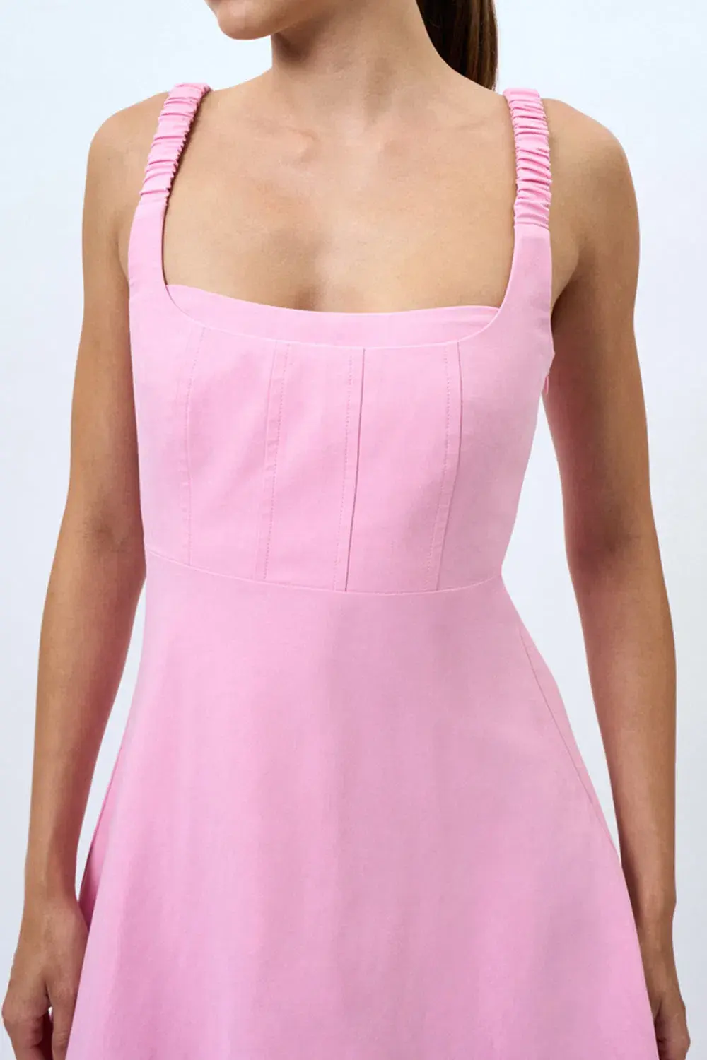 By Johnny Daphne Bust Midi Dress Taffy Pink Size 6 for rent on The Volte - main image