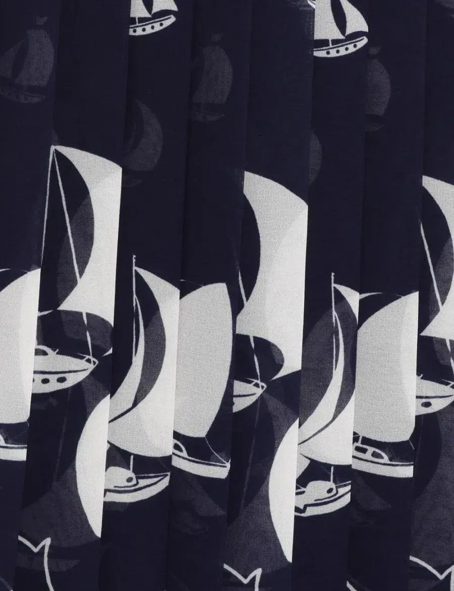  Zimmermann Pleated Tie Neck Midi Dress Moonlight Sailboats Size 0P / AU 6  - Image 5