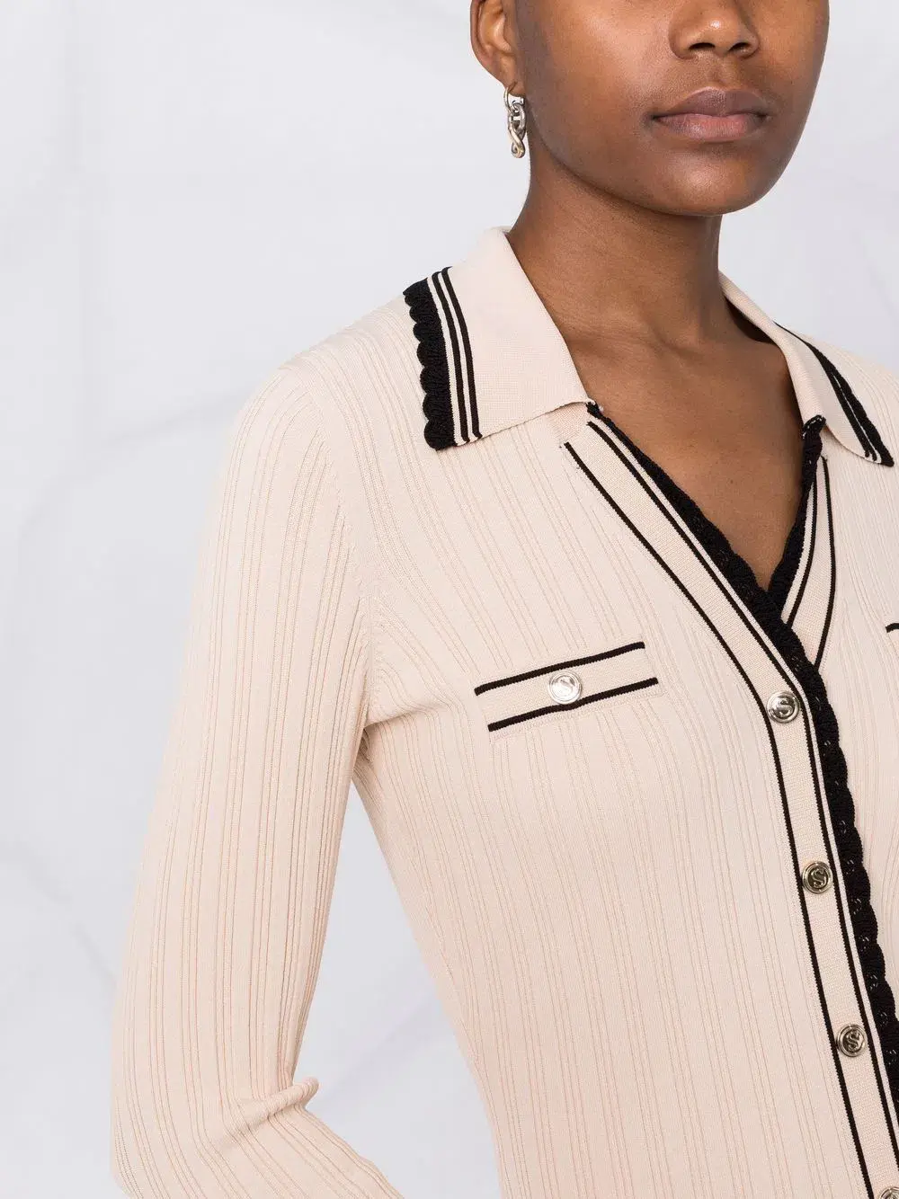 Sandro Alexandrine Ribbed Knit Midi Dress Beige Size 6 AU for rent on The Volte - main image