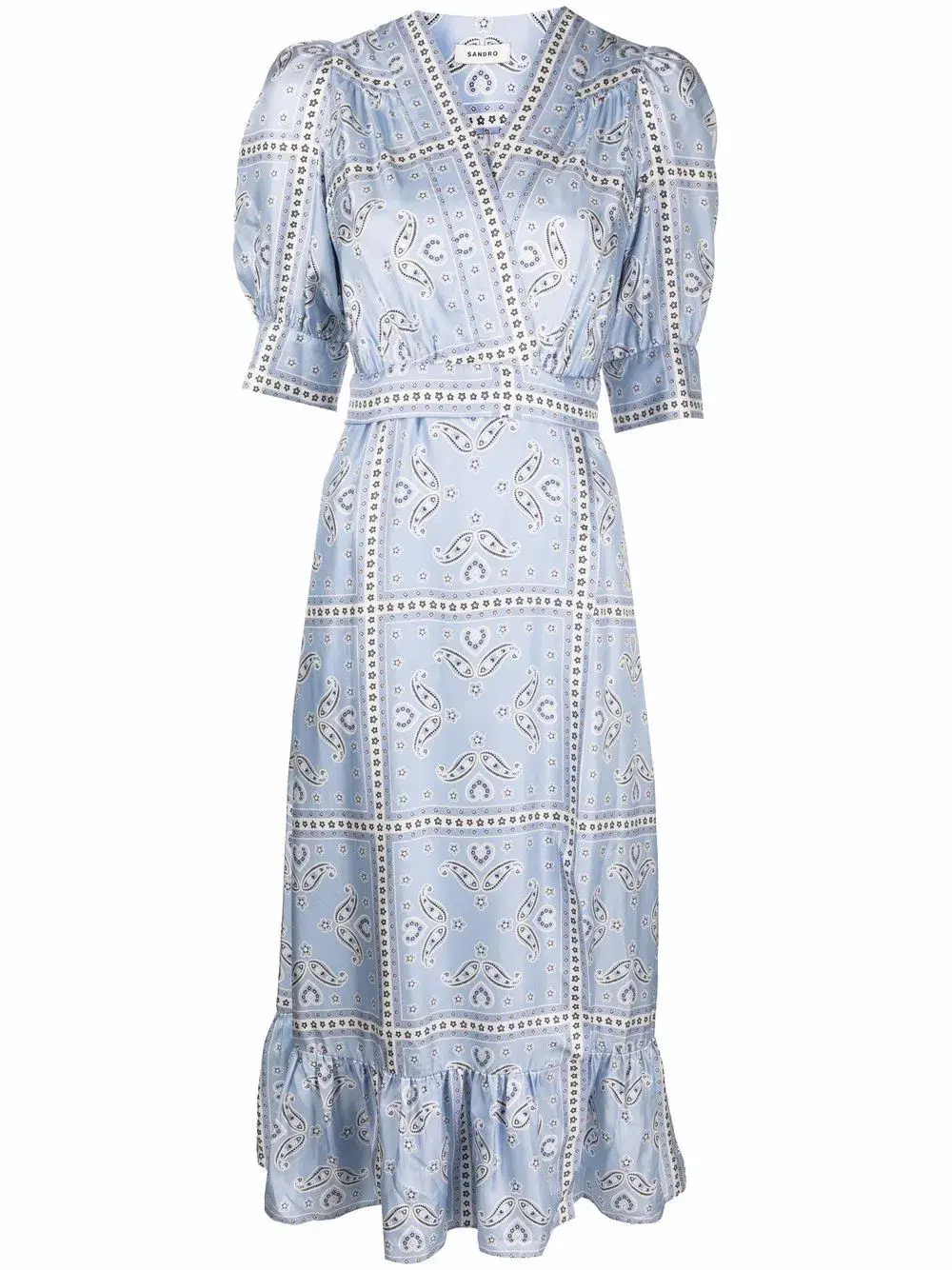 Sandro Enrika Midi Dress Sky Blue Size 6 for rent on The Volte - main image