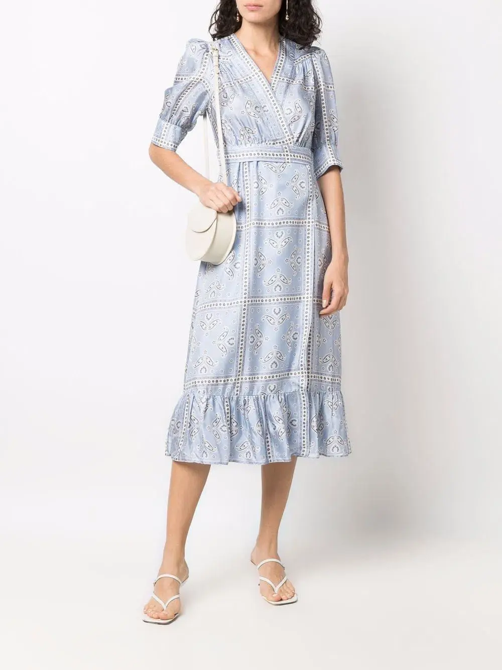 Sandro Enrika Midi Dress Sky Blue Size 6 for rent on The Volte - main image