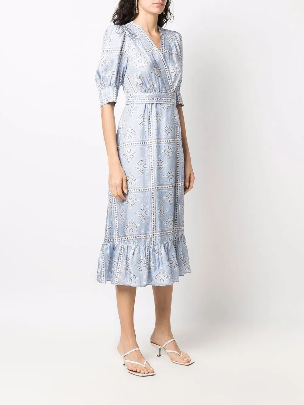 Sandro Enrika Midi Dress Sky Blue Size 6 for rent on The Volte - main image