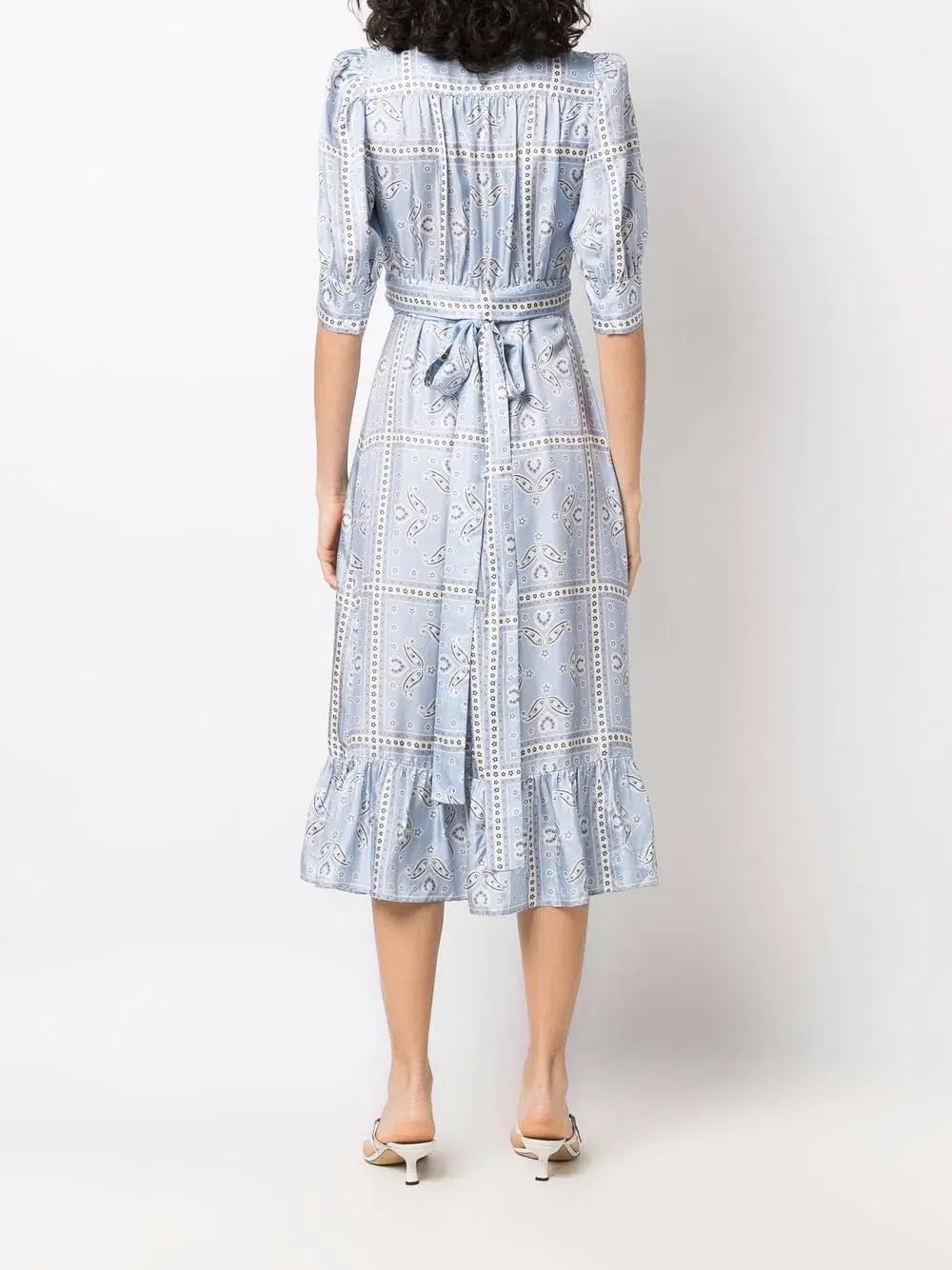 Sandro Enrika Midi Dress Sky Blue Size 6 for rent on The Volte - main image