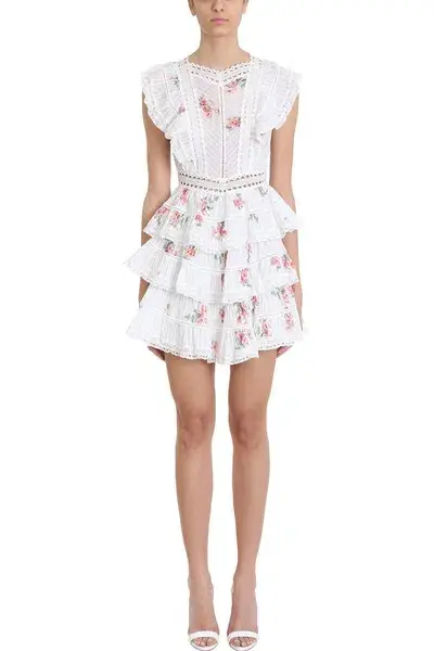 Zimmermann Heathers Pintuck Frill Short Dress In Floating Bouquet Size 6 - Image 5