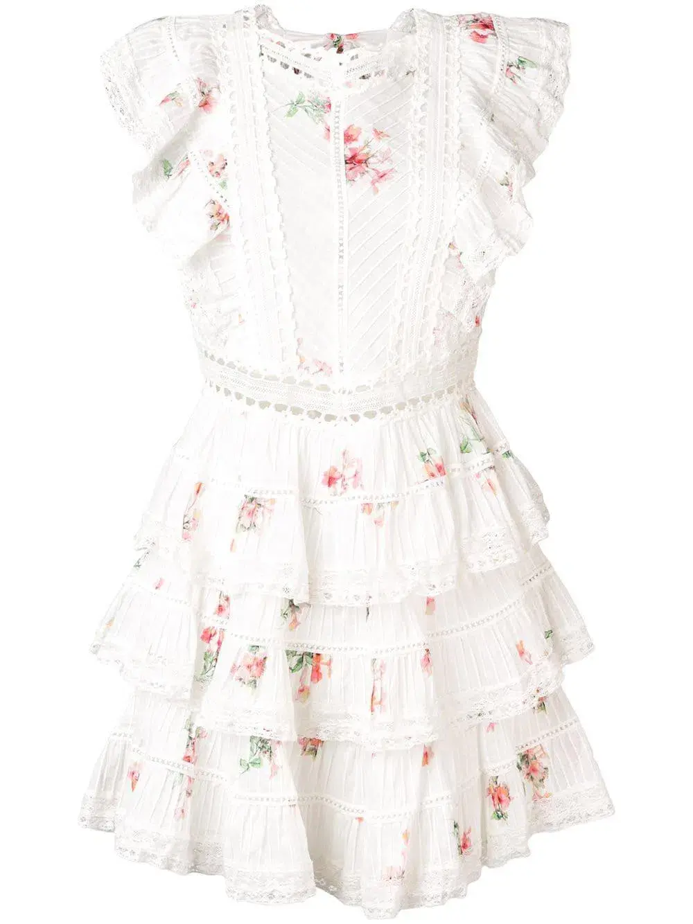 Zimmermann Heathers Pintuck Frill Short Dress In Floating Bouquet Size 6 for rent on The Volte - main image