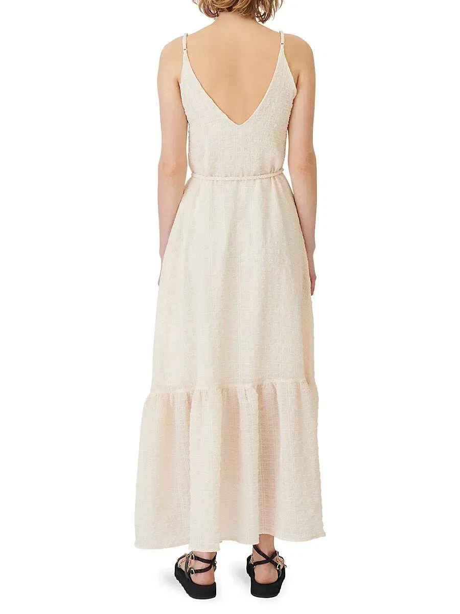 Maje Rolio Strappy Woven Maxi Dress Ecru Cream Size 34 / AU 6 for rent on The Volte - main image