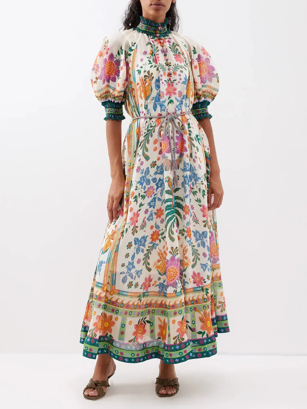 Zimmermann Ginger Swing Maxi Dress Cream Multi Size 3 / AU 14 - Image 2