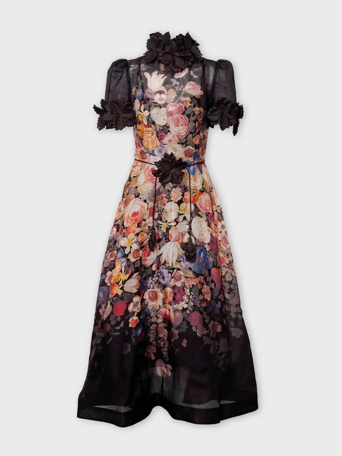 Zimmermann Luminosity Liftoff Flower Midi Dress Morisot Black Floral Print Size 4 / AU 16 - Image 3