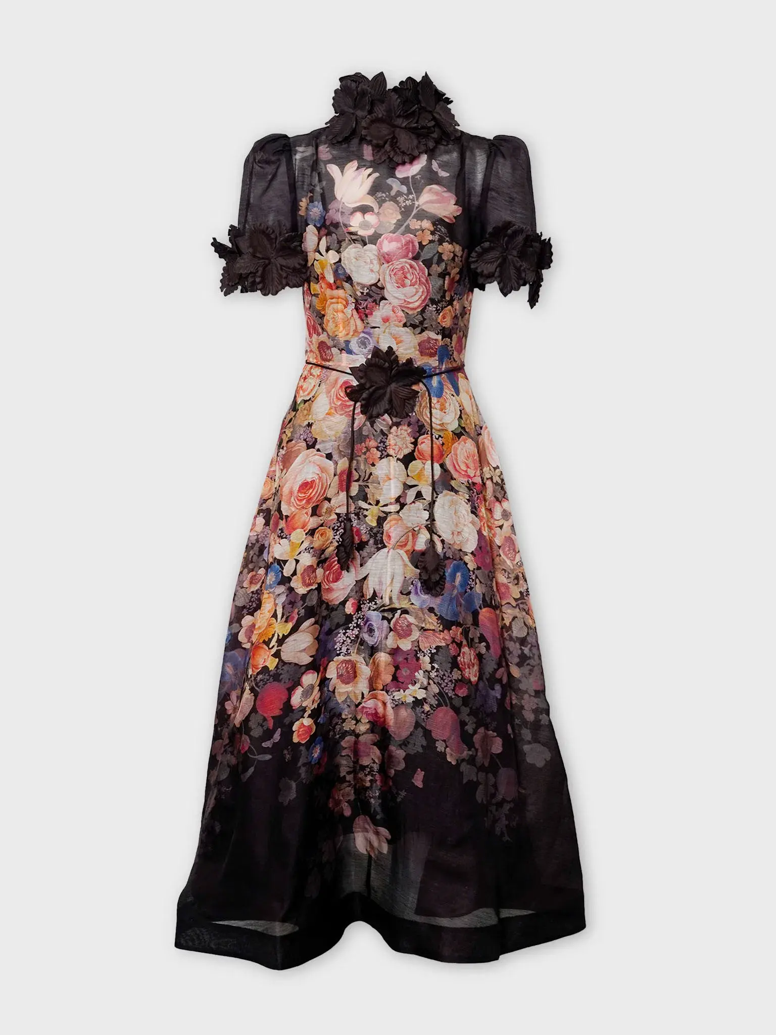 Zimmermann Luminosity Liftoff Flower Midi Dress Morisot Black Floral Print Size 4 / AU 16 - Image 3